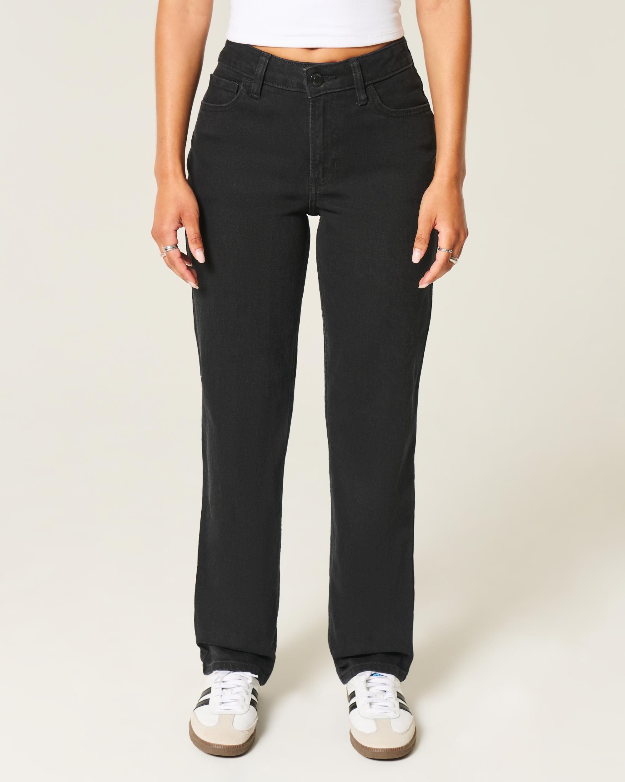 High-Rise Black Straight Jeans Product Image