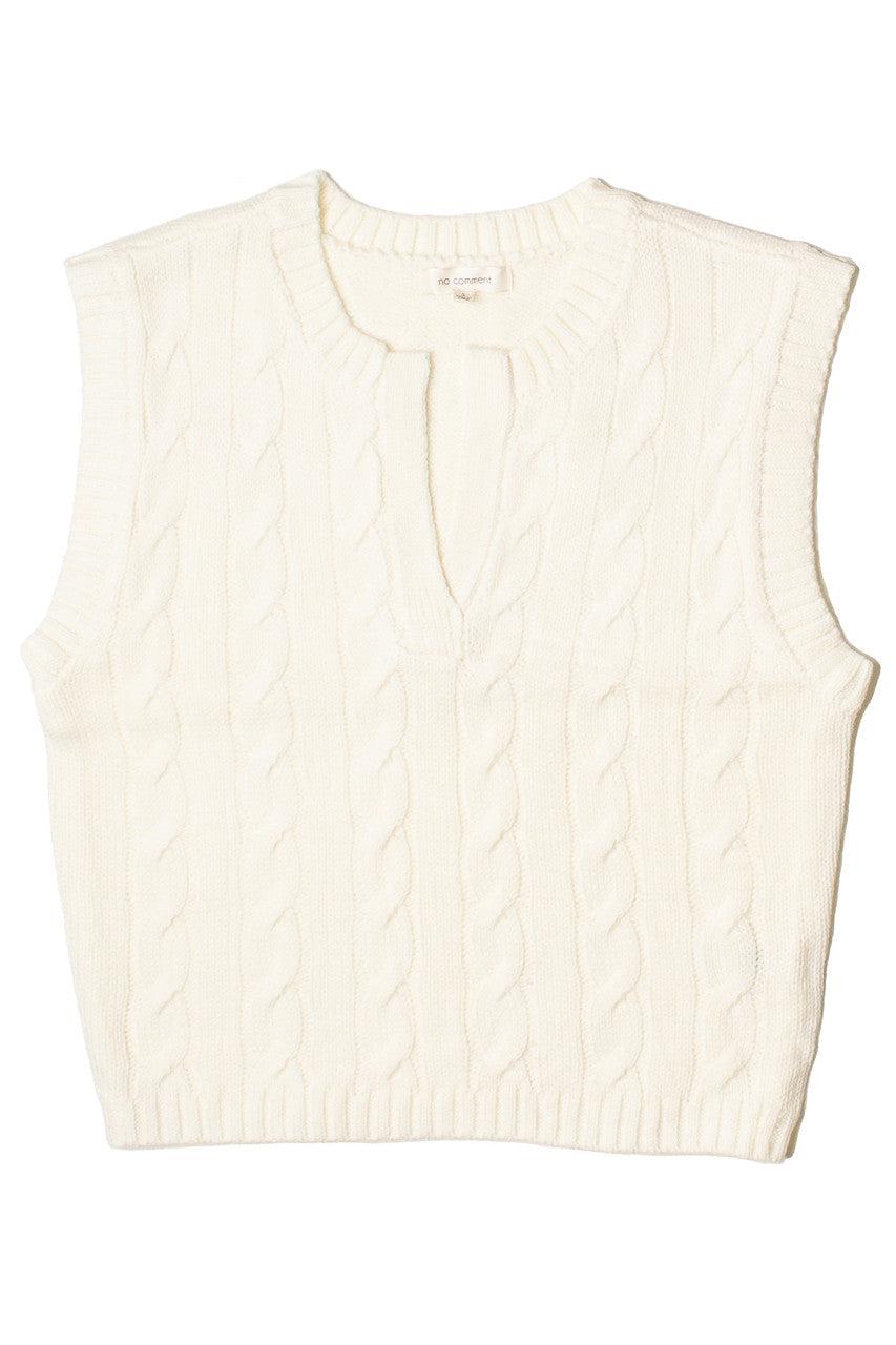 Notch Neck Cable Knit Sweater Vest Product Image