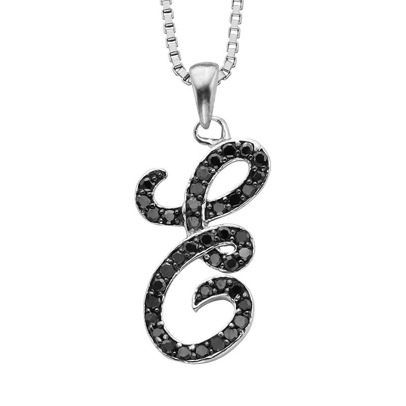 Jewelexcess Sterling Silver 1/4-ct. T.W. Black Diamond Initial Pendant, Women's,  Product Image