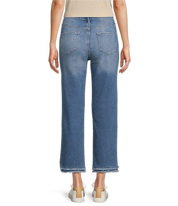 Code Bleu High Rise Straight Double Fray Hem Ankle Jeans Product Image