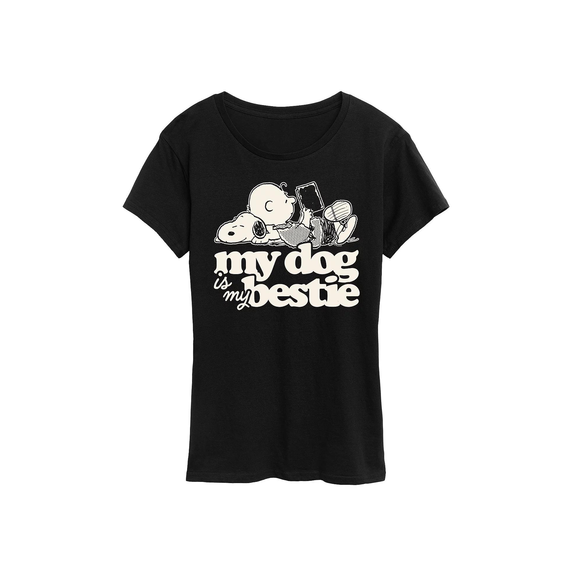 Women's Peanuts Snoopy & Charlie Brown My Dog Is My Bestie Graphic Tee,  Product Image