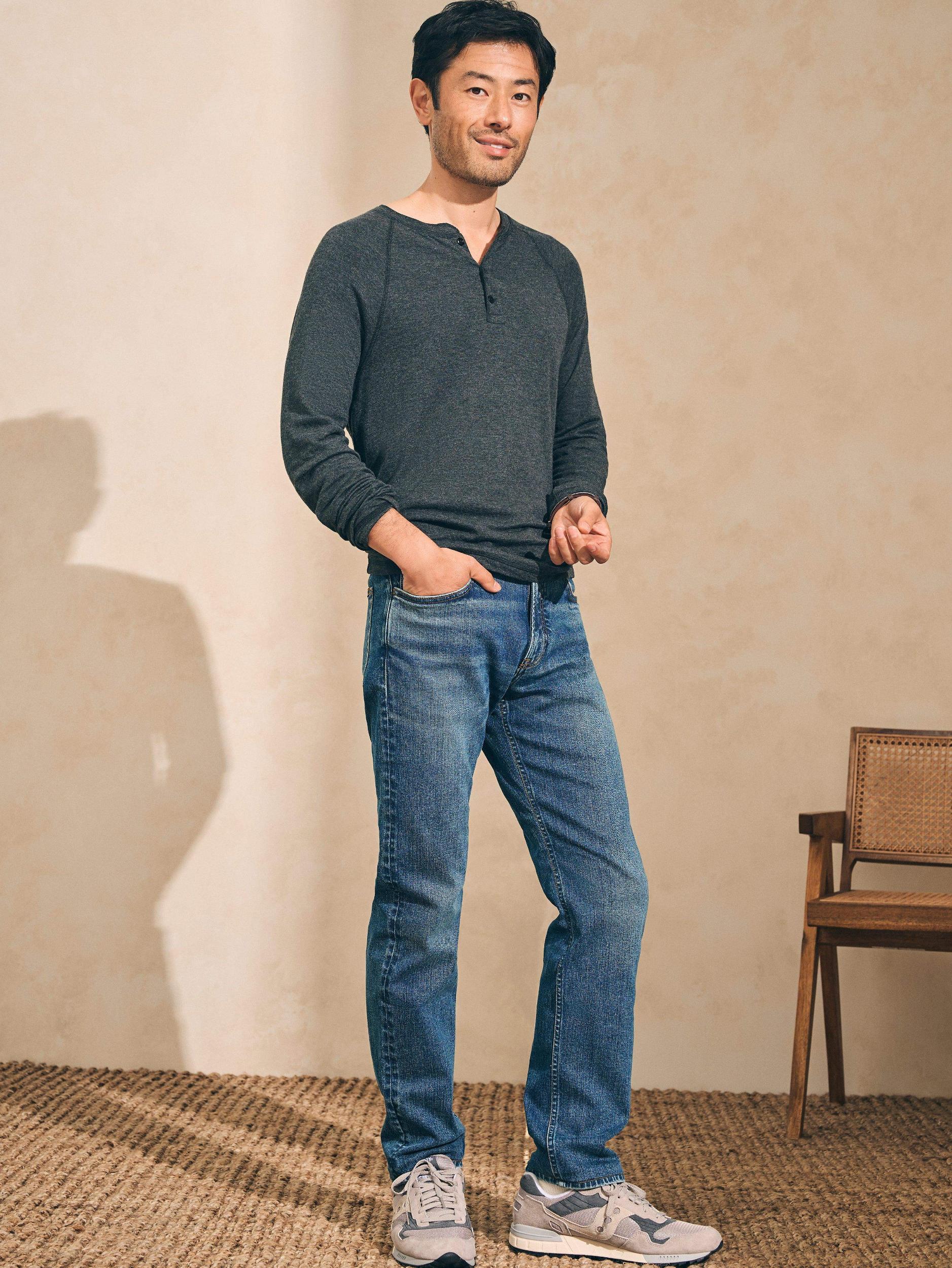 Long-Sleeve Newport Cloud Henley - Charcoal Heather Male Product Image