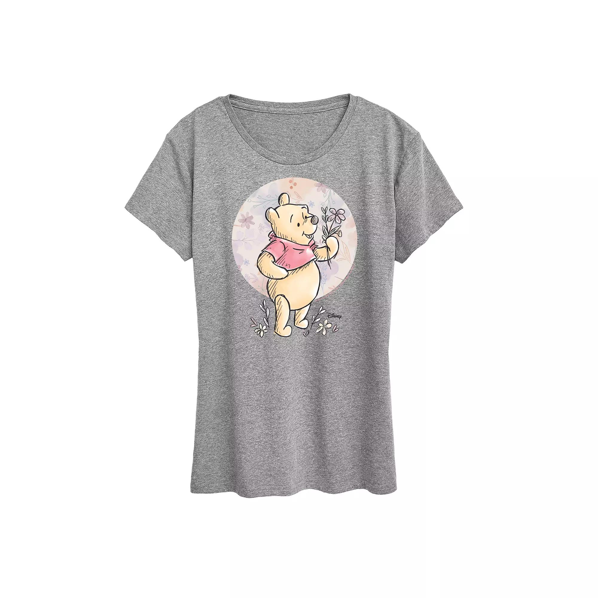 Disney's Winnie the Pooh Women's Floral Circle Pooh Graphic Tee,  Product Image