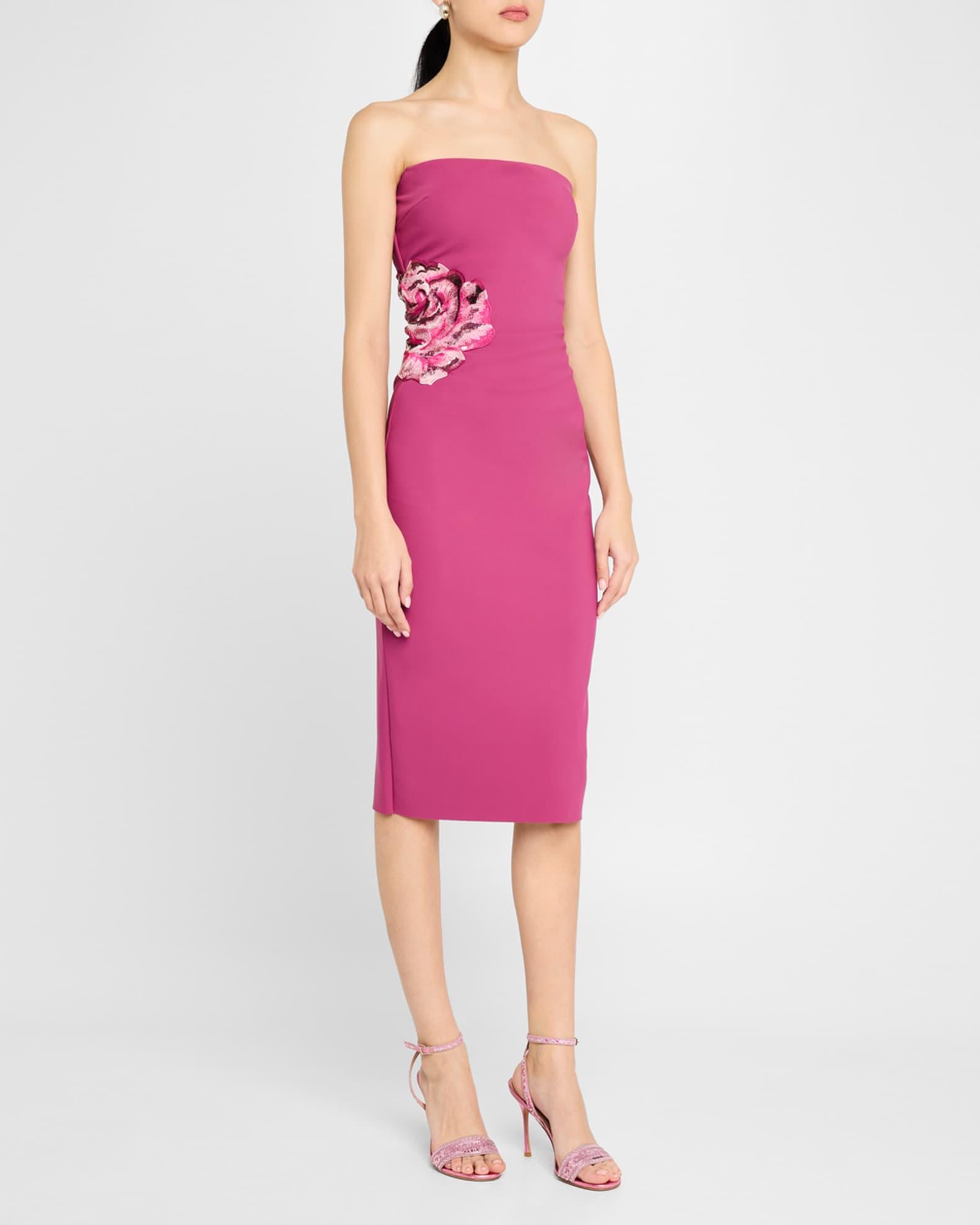 Itala Strapless Floral-Embroidered Midi Dress Product Image