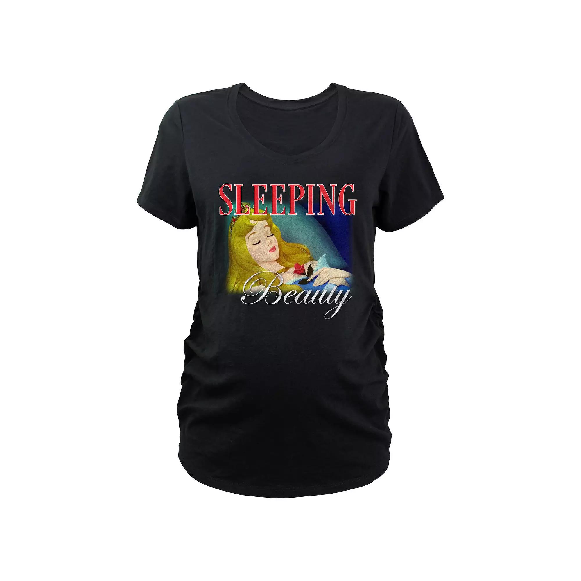 Maternity Sleeping Beauty Aurora Sleeping V-Neck Graphic Tee, Women's, Size: XL-Mat, Black Product Image