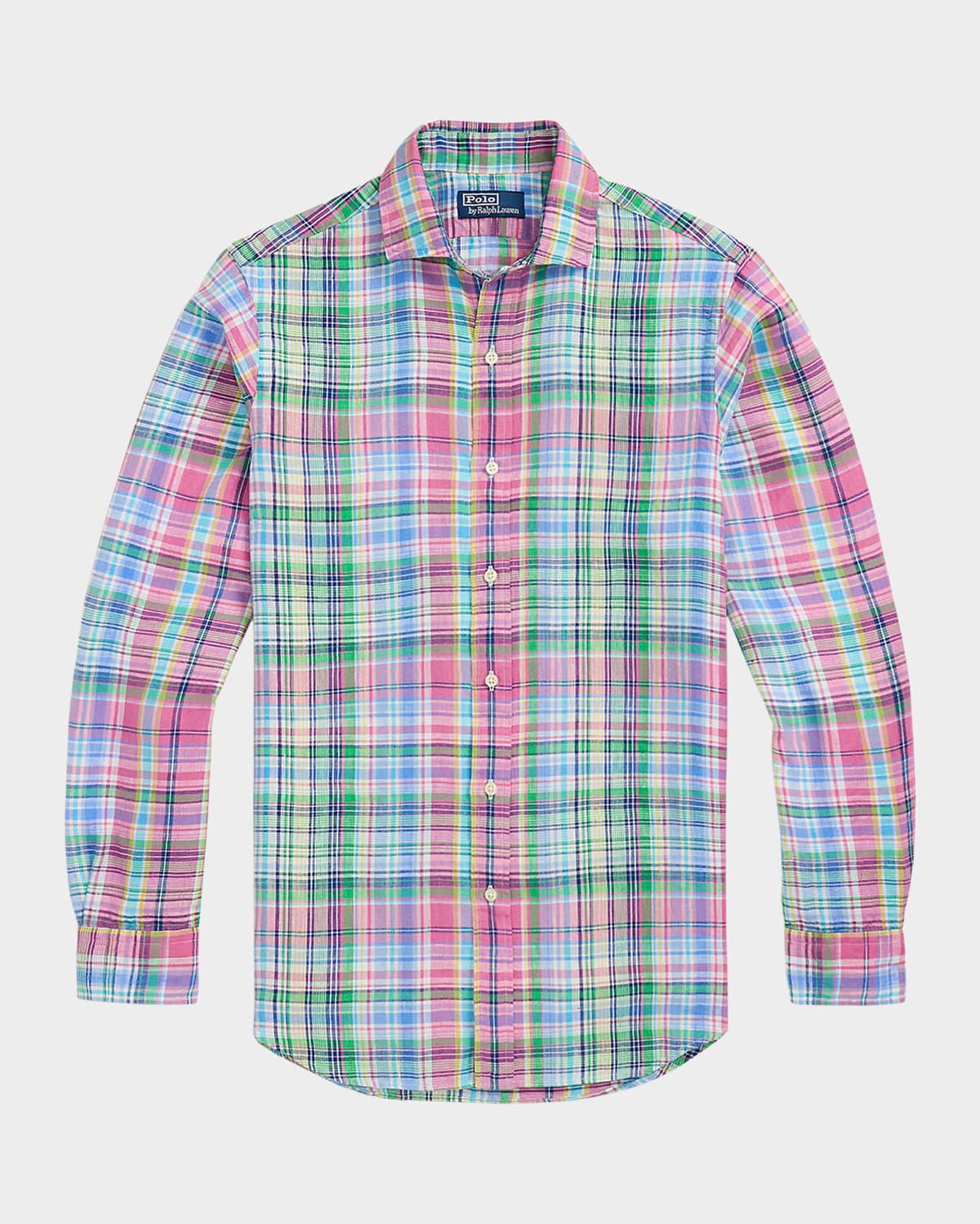 Men's Classic-Fit Slub Plaid Sport Shirt Product Image