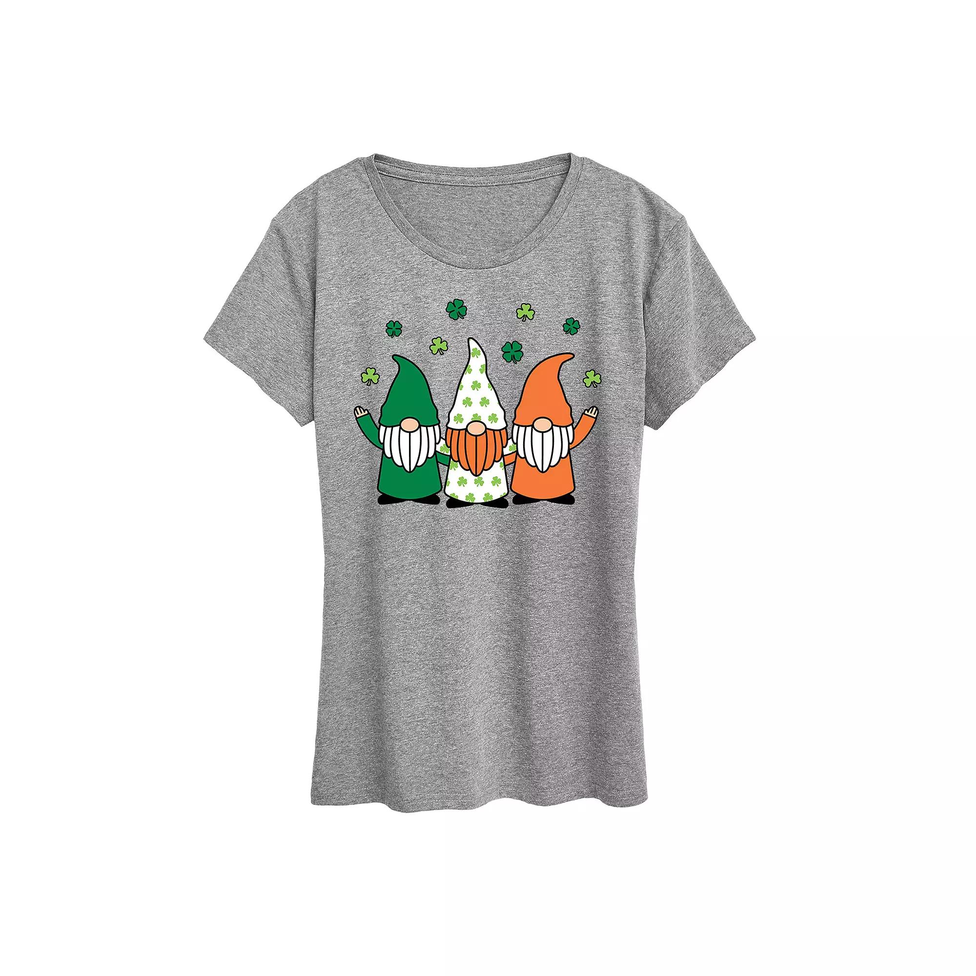 Women's Irish Gnomes Graphic Tee, Size: Medium, Grey Gray Product Image