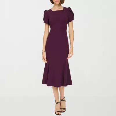 Marc New York Womens Short Sleeve Midi Fit + Flare Dress Product Image