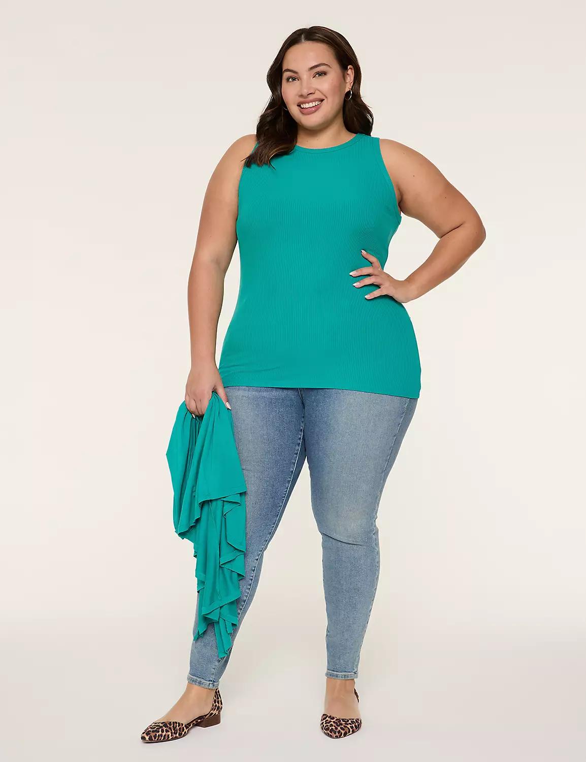 High-Neck Rib Tank Product Image