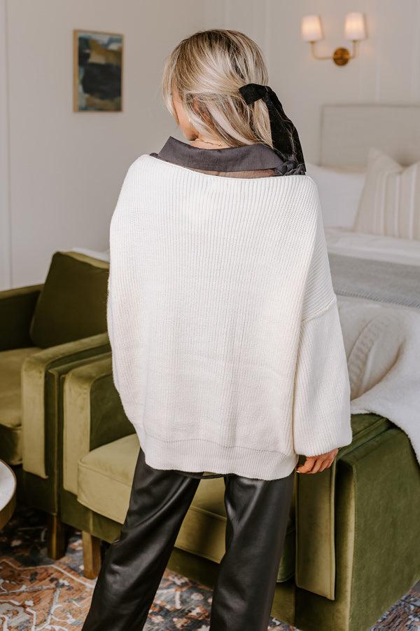 Sweet Match Knit Sweater In Cream Product Image