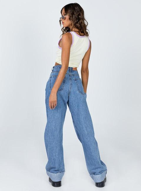Ollie Mid Rise Straight Leg Jeans Mid Wash Denim Product Image