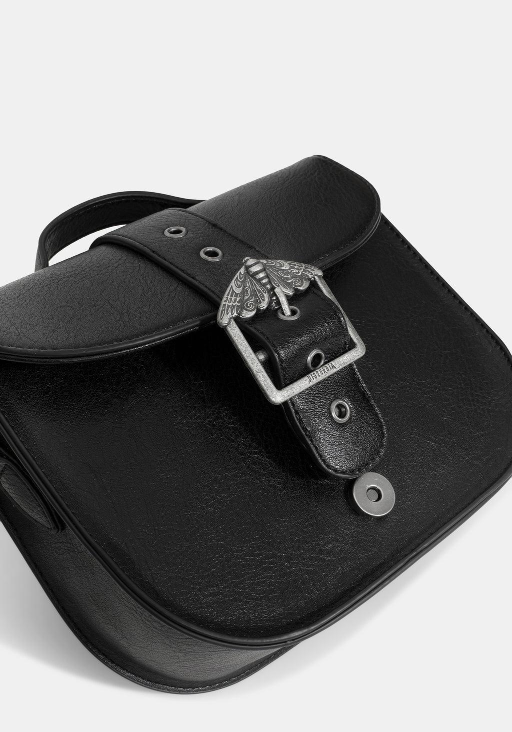 Rosamoth Buckle Crossbody Satchel Bag - Black Product Image