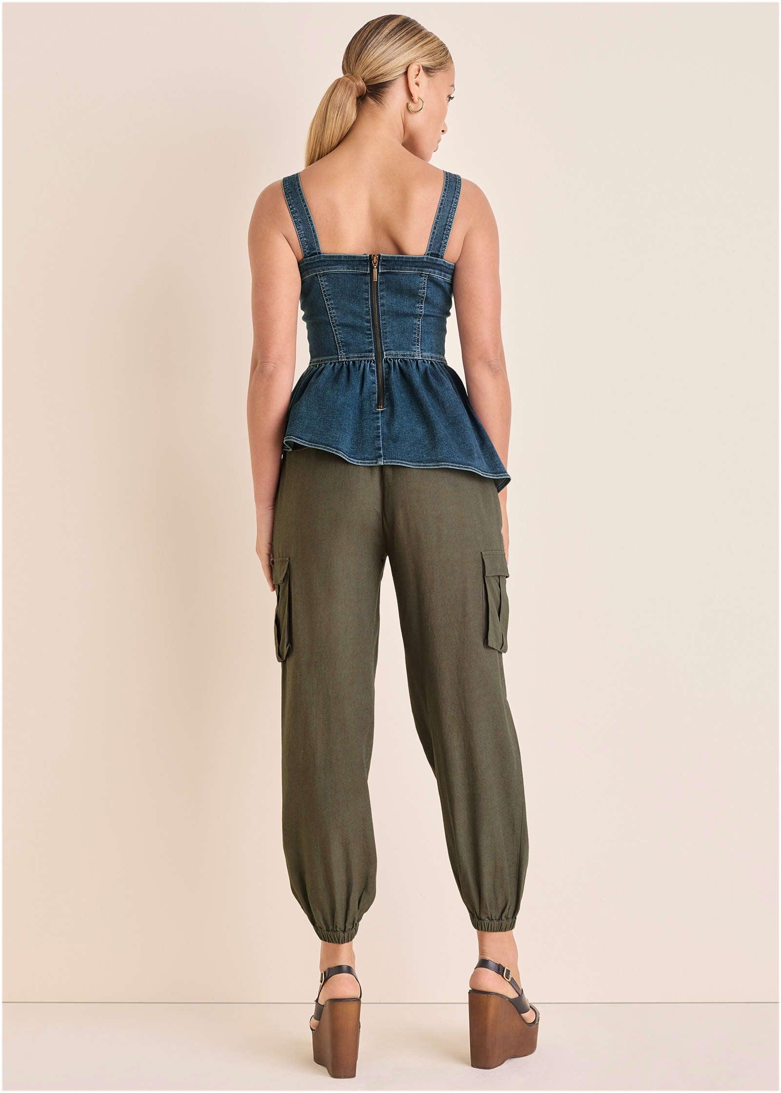Denim Peplum Top - Medium Wash Product Image