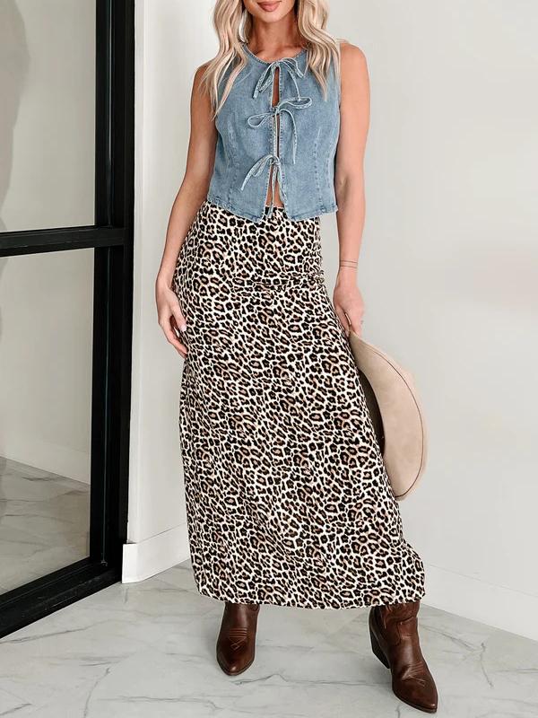 Loose Sleeveless Lace-Up Split-Joint Round-Neck Vest Top Product Image