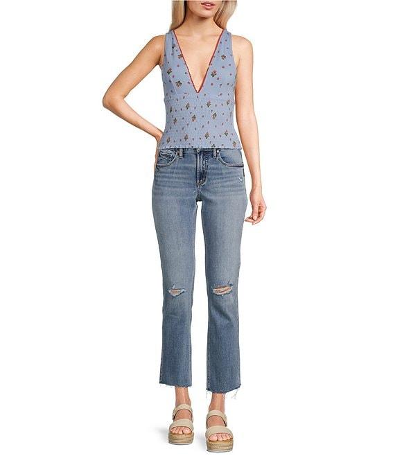 Silver Jeans Co. Most Wanted Mid Rise Slim Fit Straight Leg Distressed Power Stretch™ Ankle Jeans Product Image