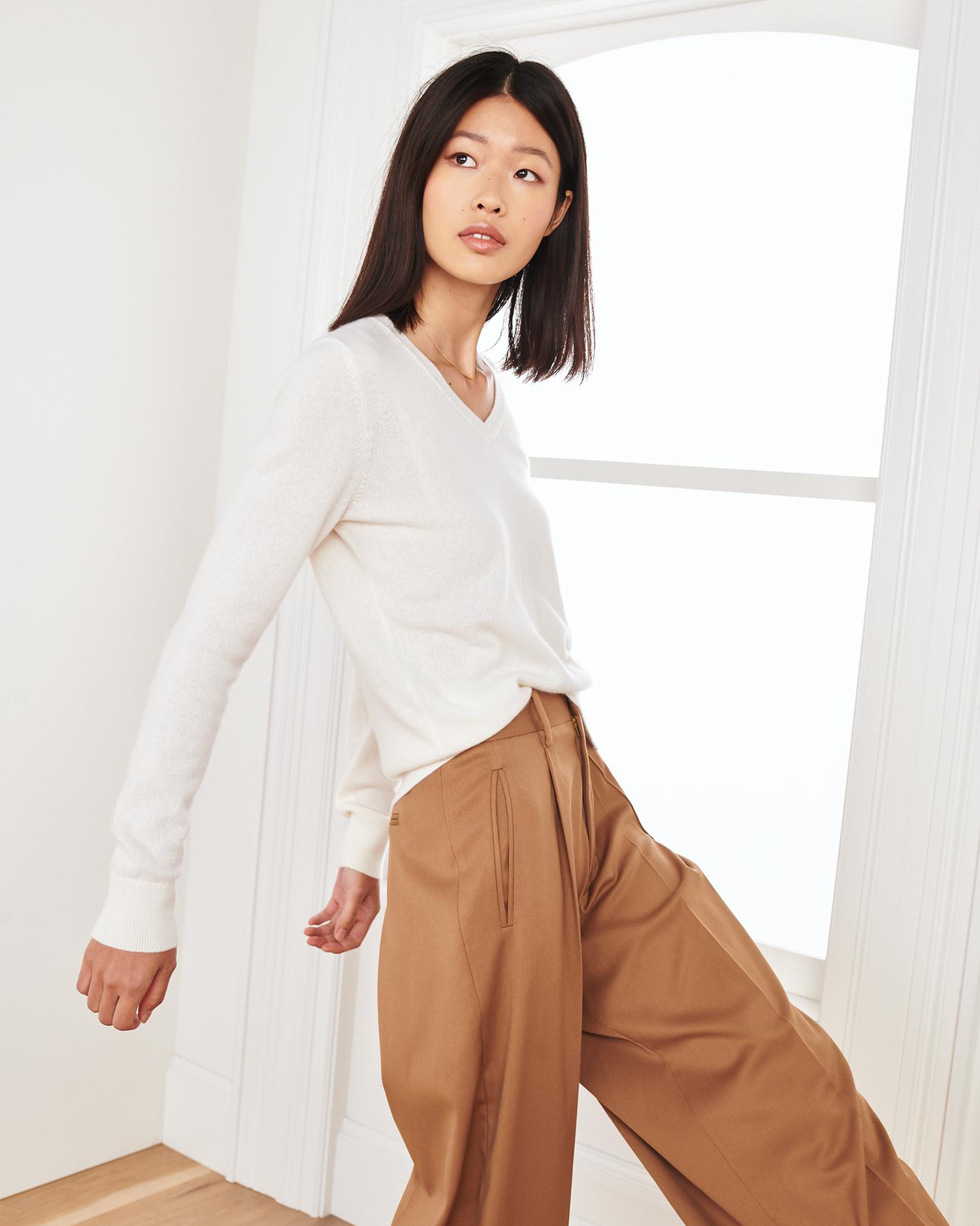 Quince | Women's Mongolian Cashmere V-Neck Sweater Size XL Product Image