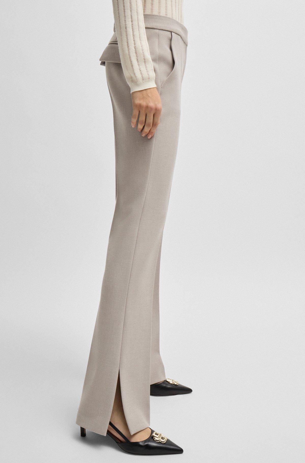 BOSS - High-waisted trousers with flared leg - Light Grey Product Image