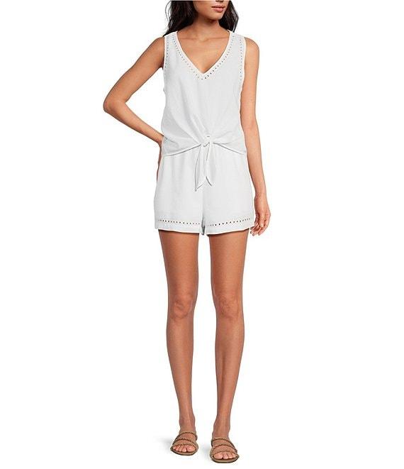 Cloth & Stone Flowy Eyelet Hem Coordinating Drawstring Shorts Product Image