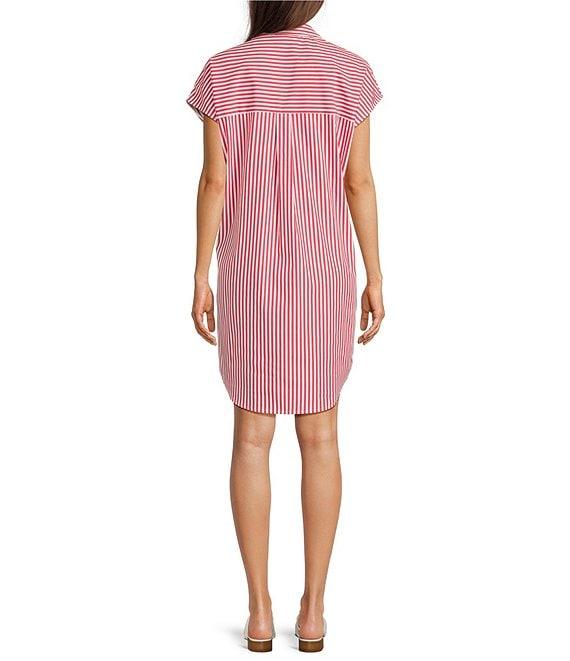 Jude Connally Carter Stripe Print Point Collar Short Sleeve Shirt Dress Product Image
