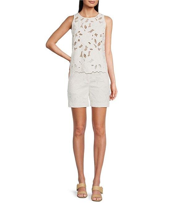 BOSS By Hugo Boss Berodi Broderie Anglaise Lace Round Neck Sleeveless Top Product Image