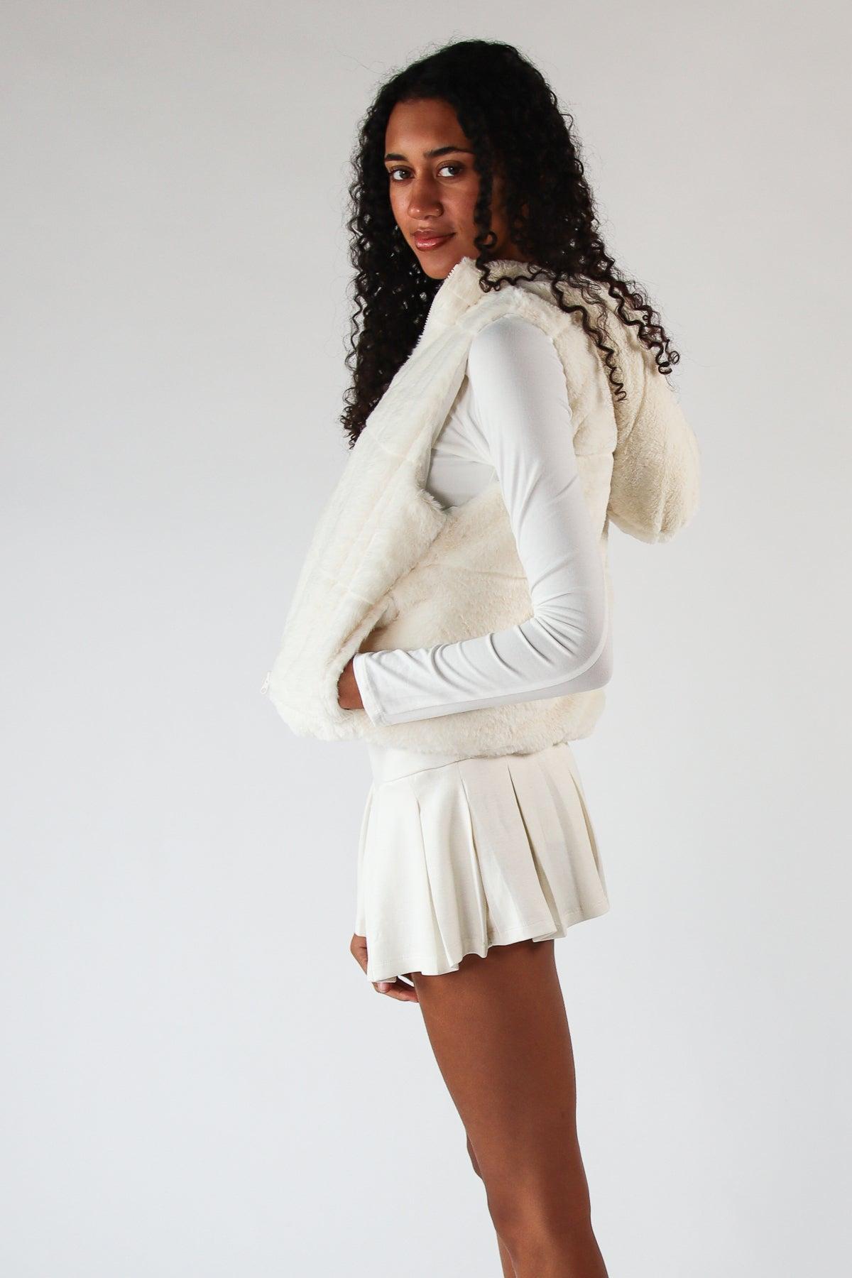Faux Fur Hooded Vest Product Image