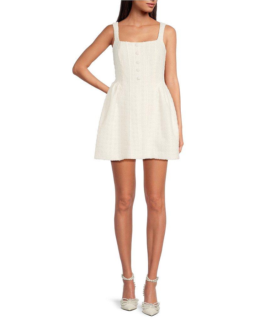 Gianni Bini Eliza Tweed Button Detail A-Line Dress Product Image