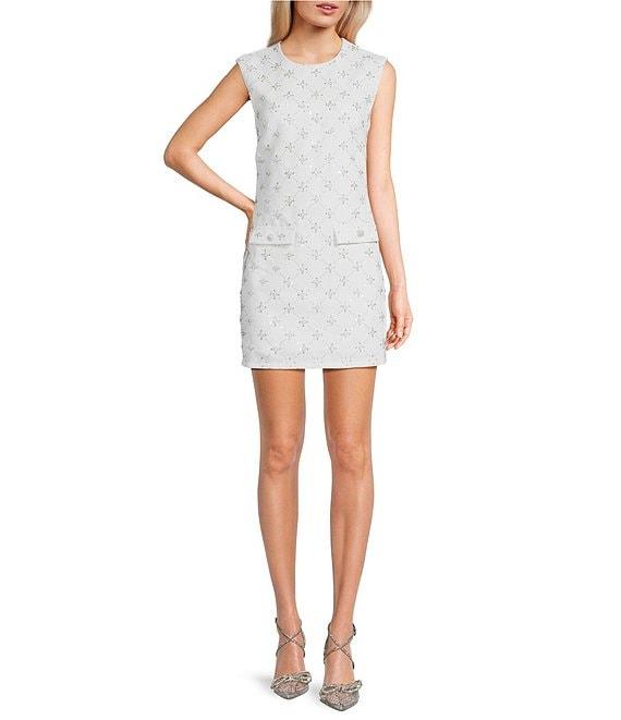 City Vibe Sleeveless Woven Sequin & Bead Dress Product Image