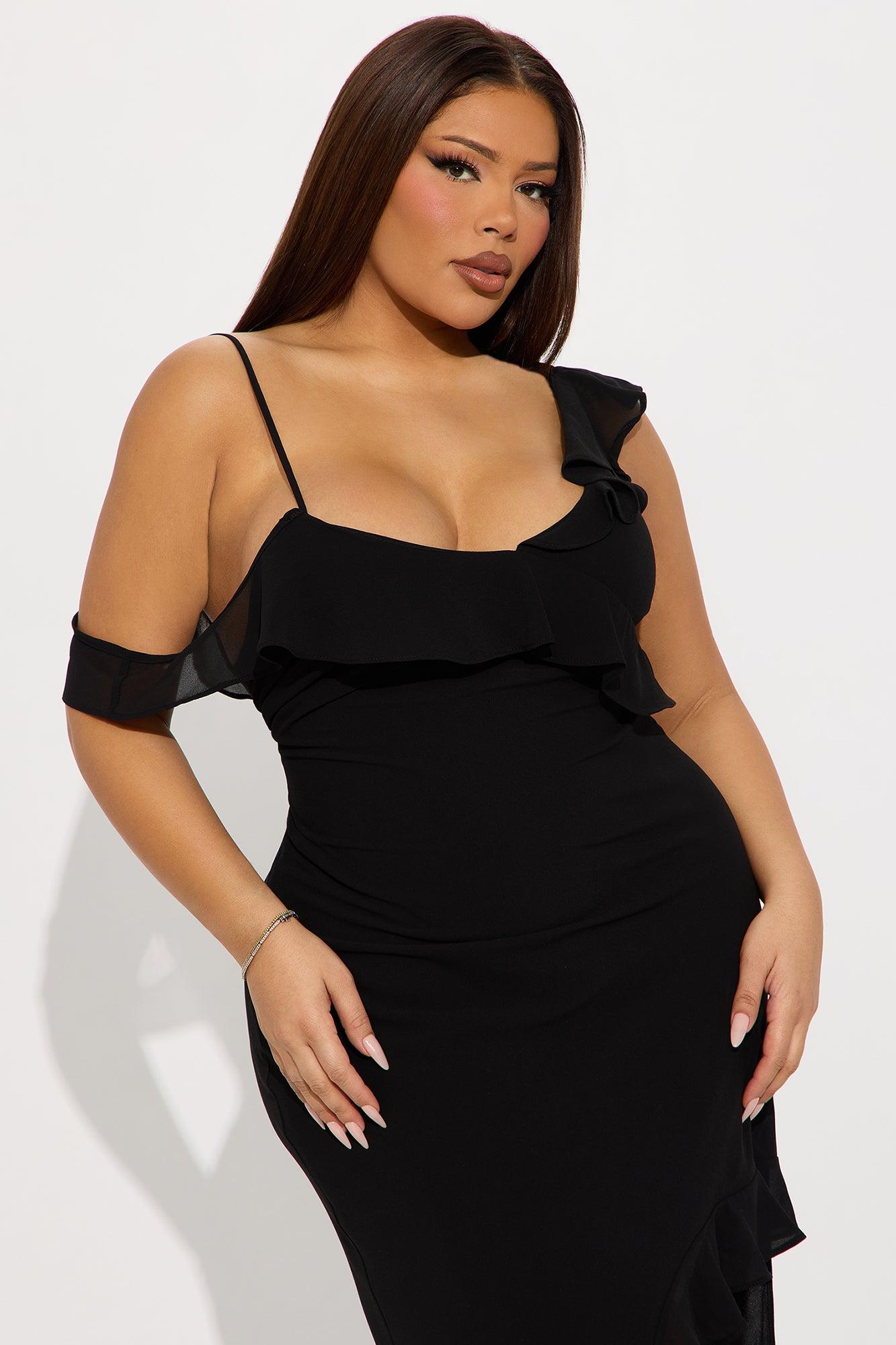 Barbara Asymmetrical Maxi Dress - Black Product Image
