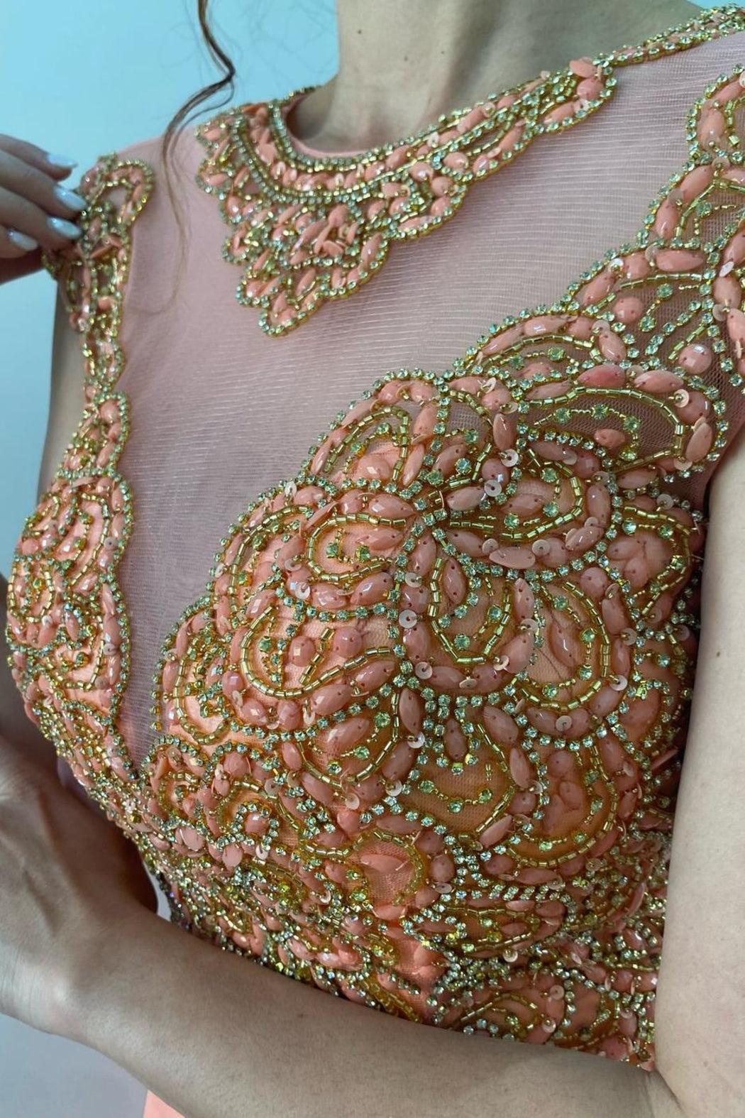 Coral Crystal Gala Dress Product Image