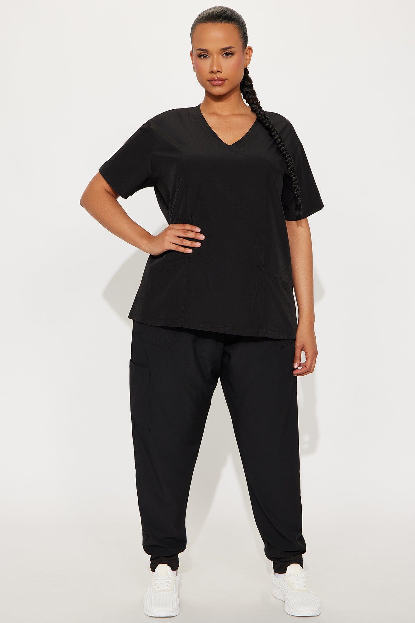 Overtime 4 Way Stretch Scrub Jogger Set - Black Female Product Image