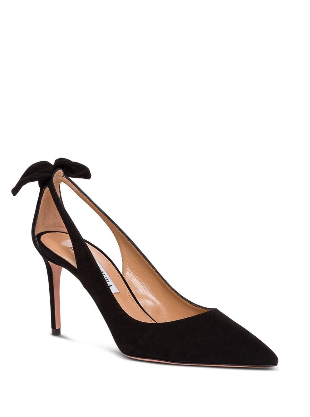 AQUAZZURA Bow Tie 85 Suede Pumps In Black Product Image