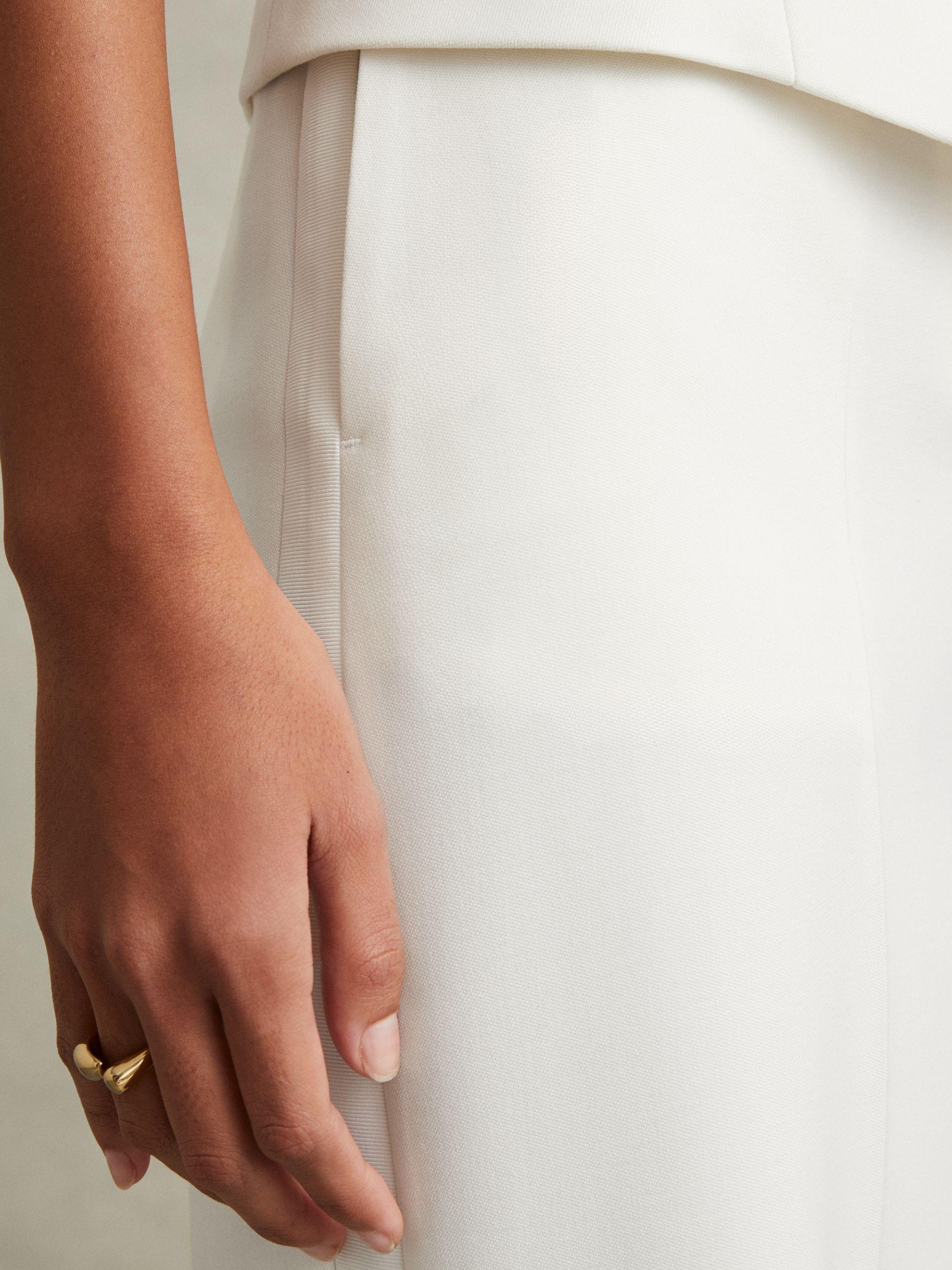 Wool Blend Wide Leg Tux Trousers in White Product Image