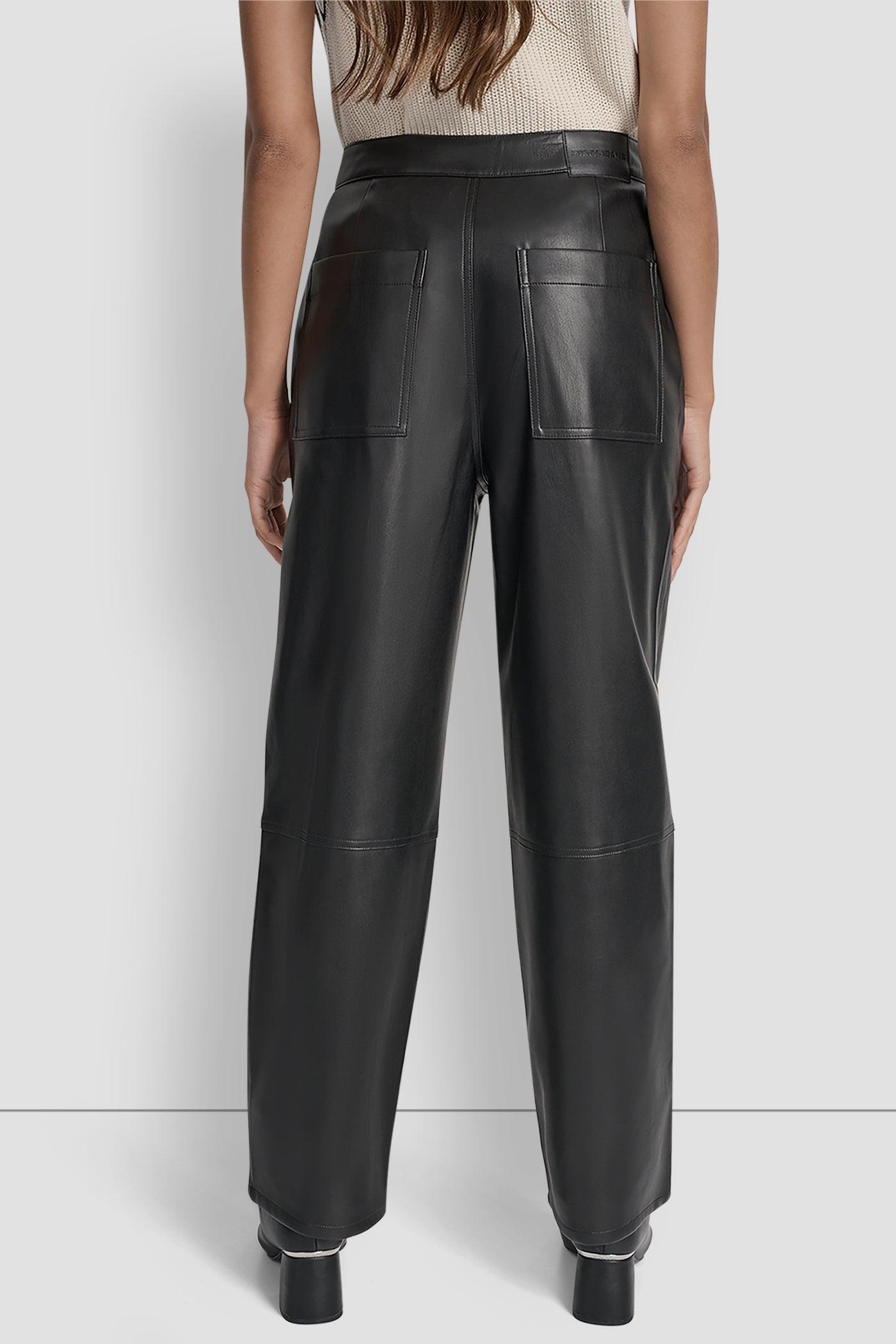 HIGH-RISE FAUX LEATHER STRAIGHT-LEG PANT Product Image