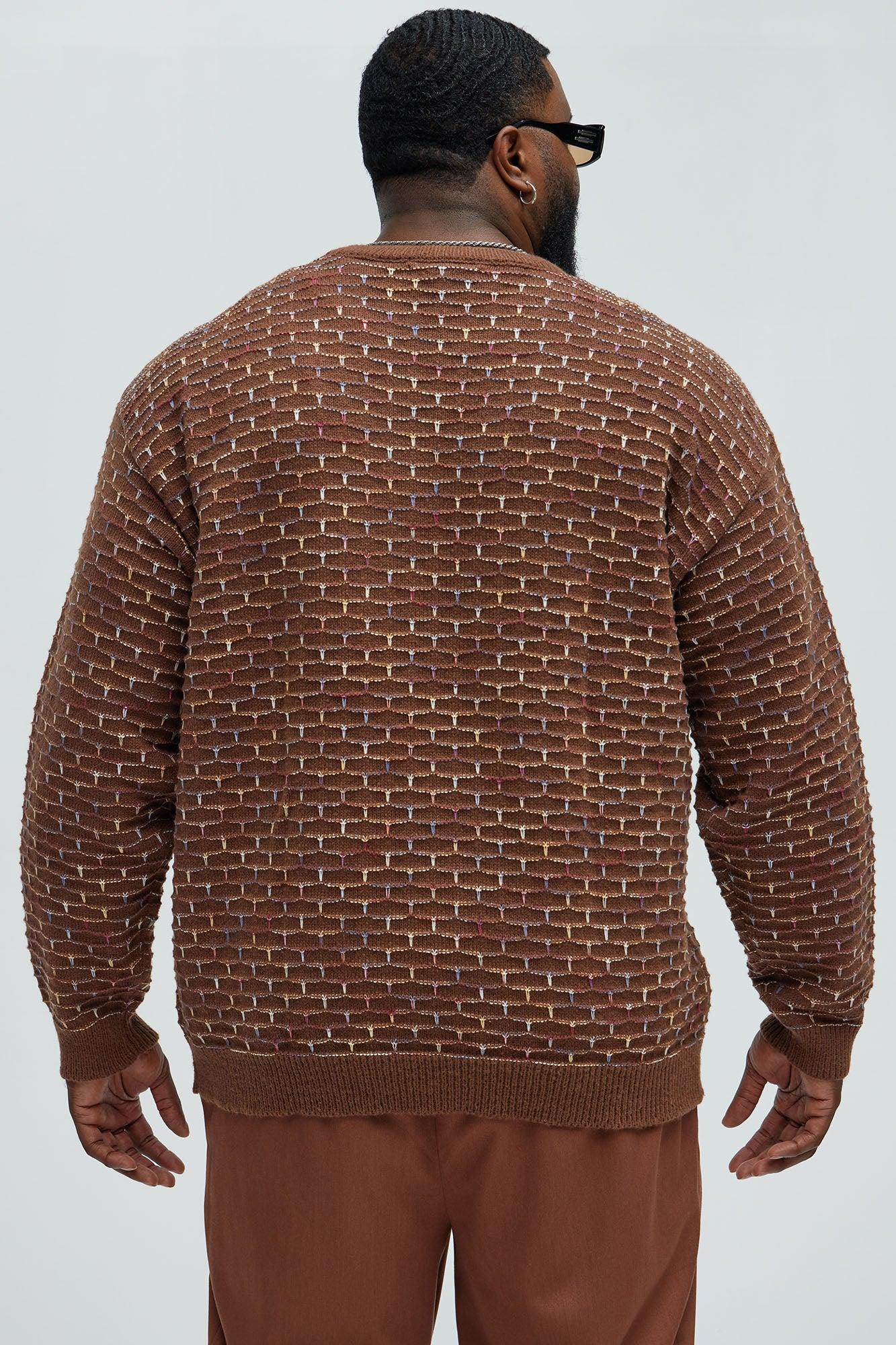 Know Your Worth Textured Sweater - Brown Combo Product Image