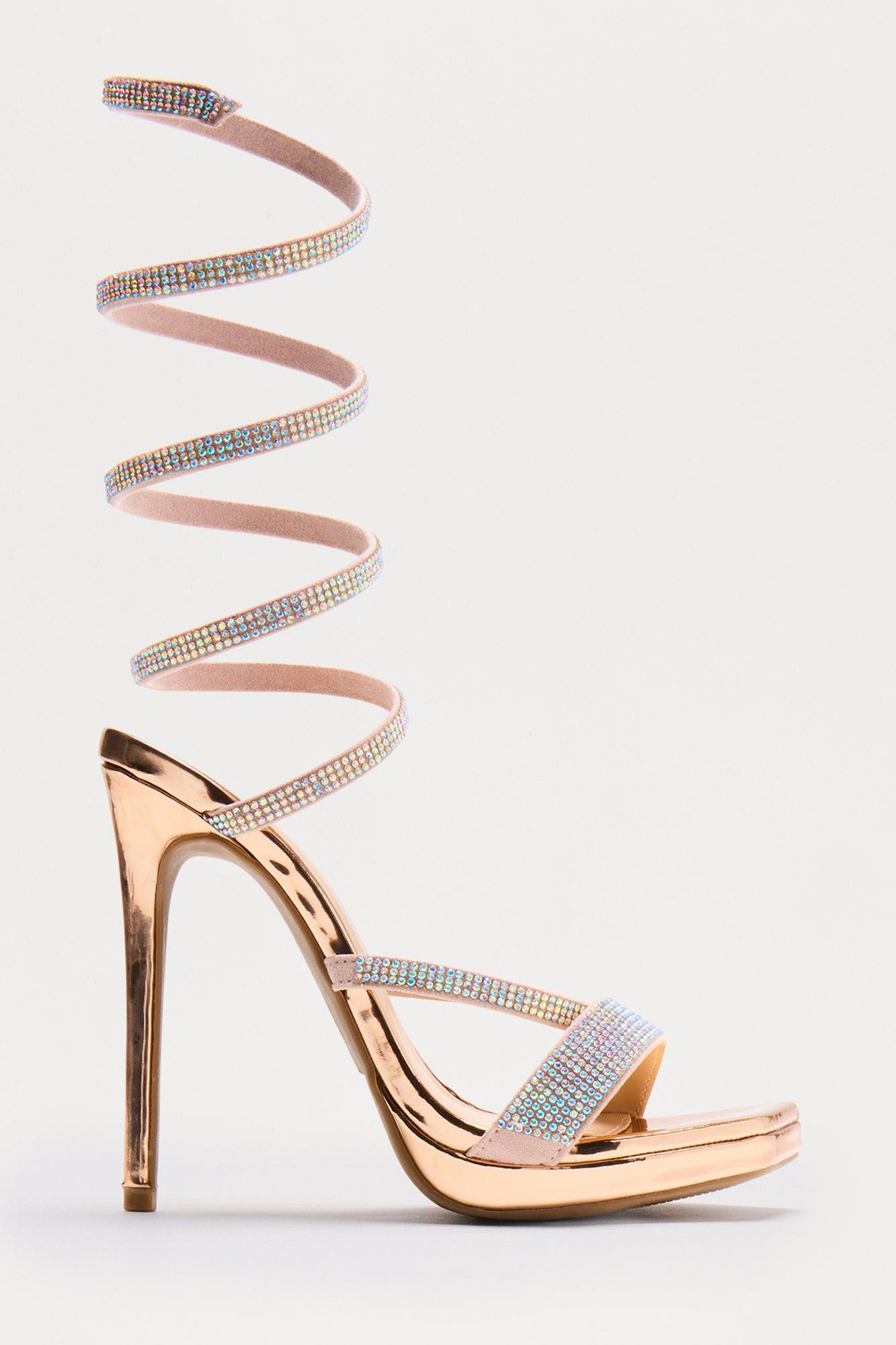 Bring Out The Wild Side Heeled Sandals - Rose Gold Female Product Image