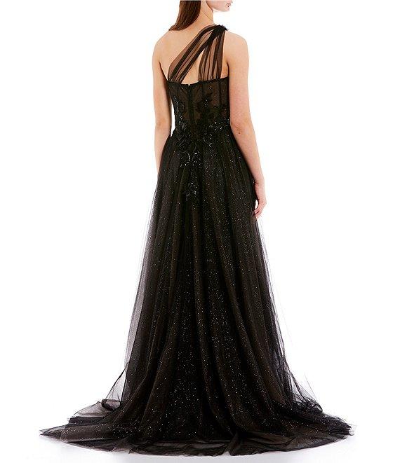 GB One Shoulder Floral Applique A-Line Gown Product Image