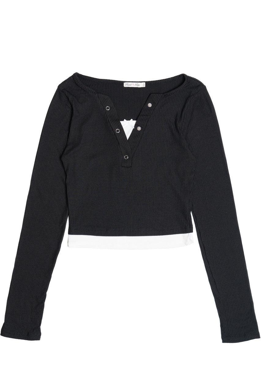 Layered Look Long Sleeve Top Product Image