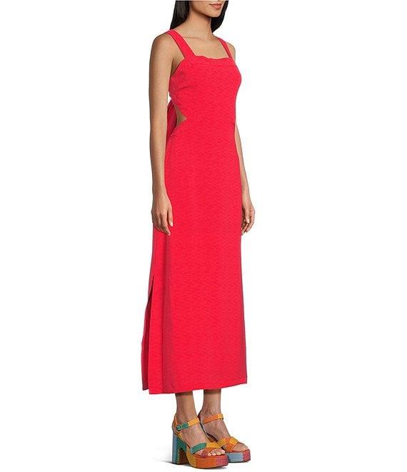 C&V Chelsea & Violet Square Neck Tie Back Maxi Dress Product Image