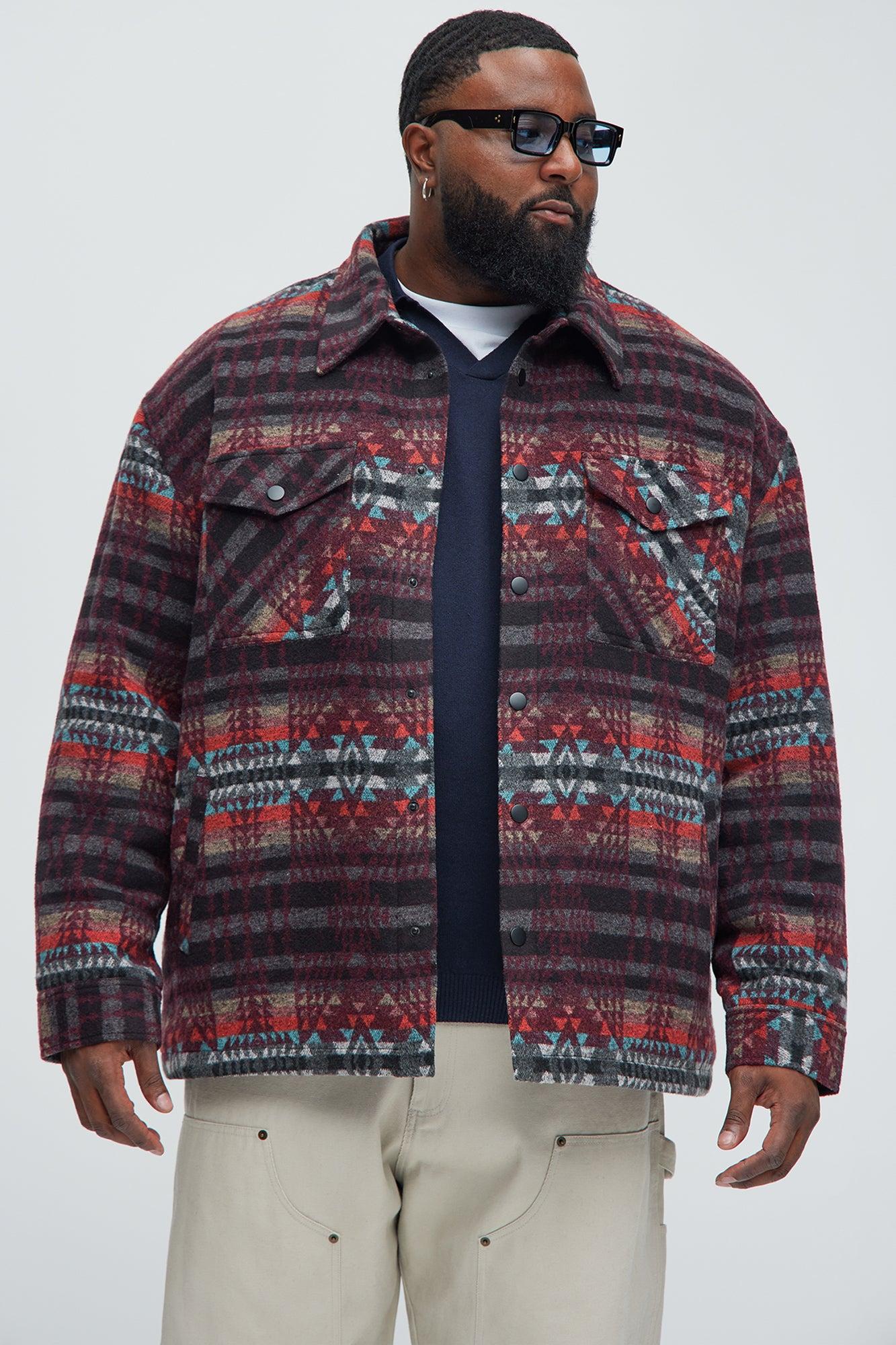 If We Ever Tried Quilted Shacket - Burgundy/combo Product Image