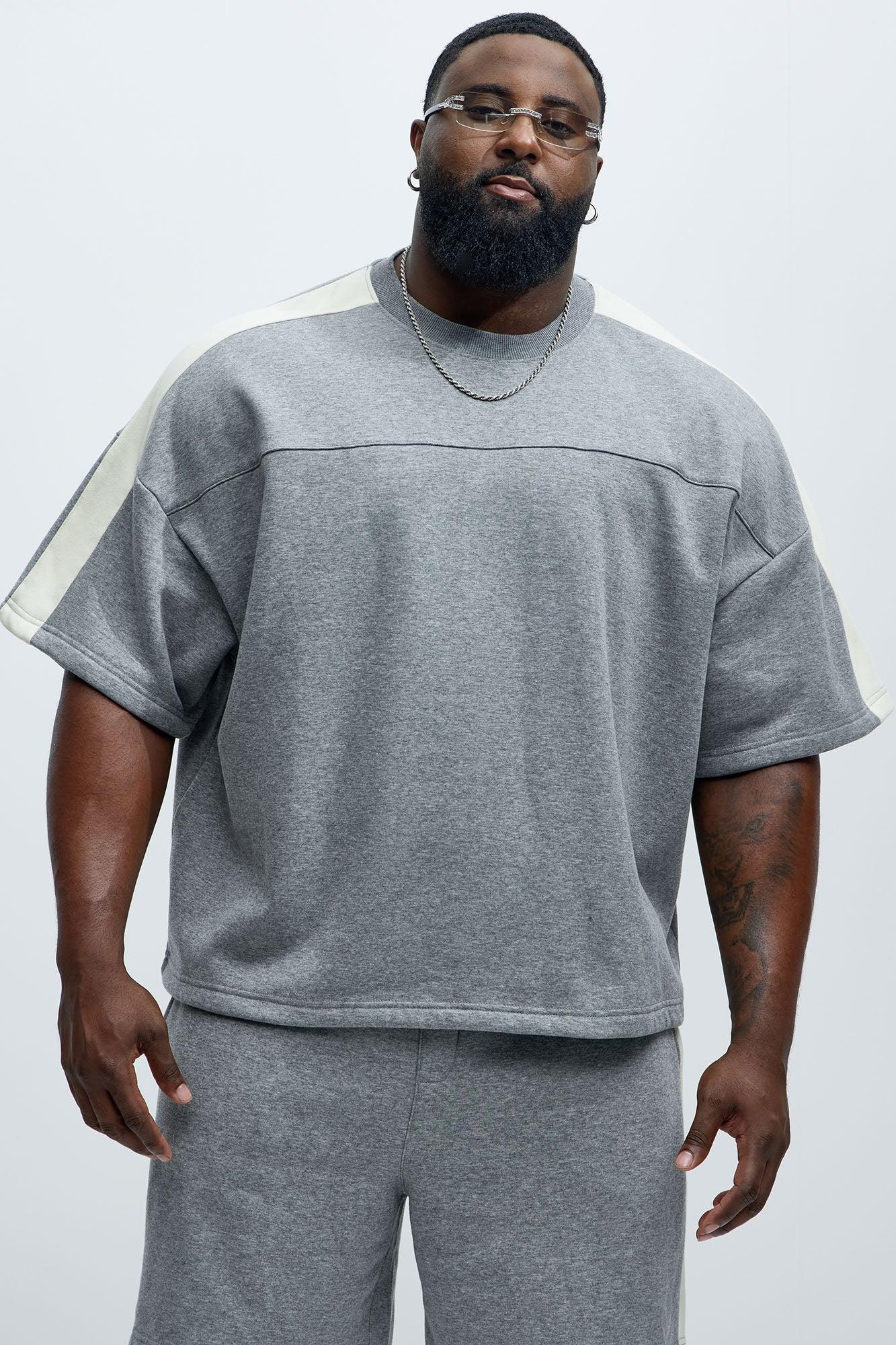 Tyson Oversized Heavyweight Striped Tee - Heather Grey Product Image