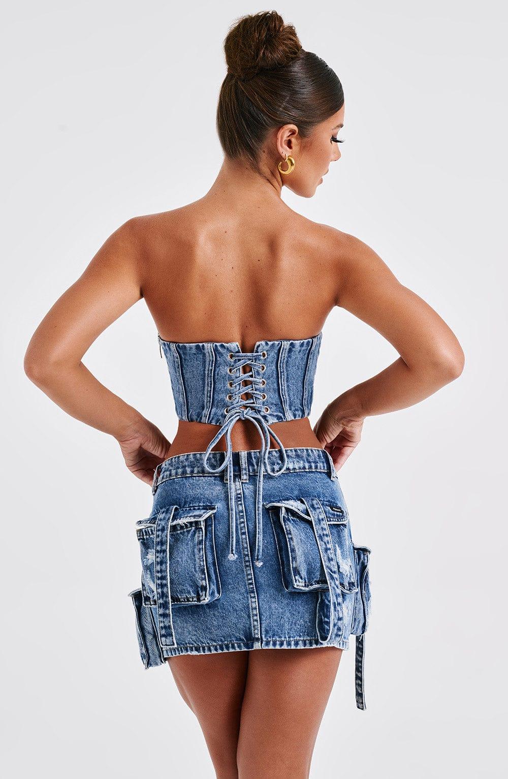 Billie Mini Skirt - Dark Wash Product Image