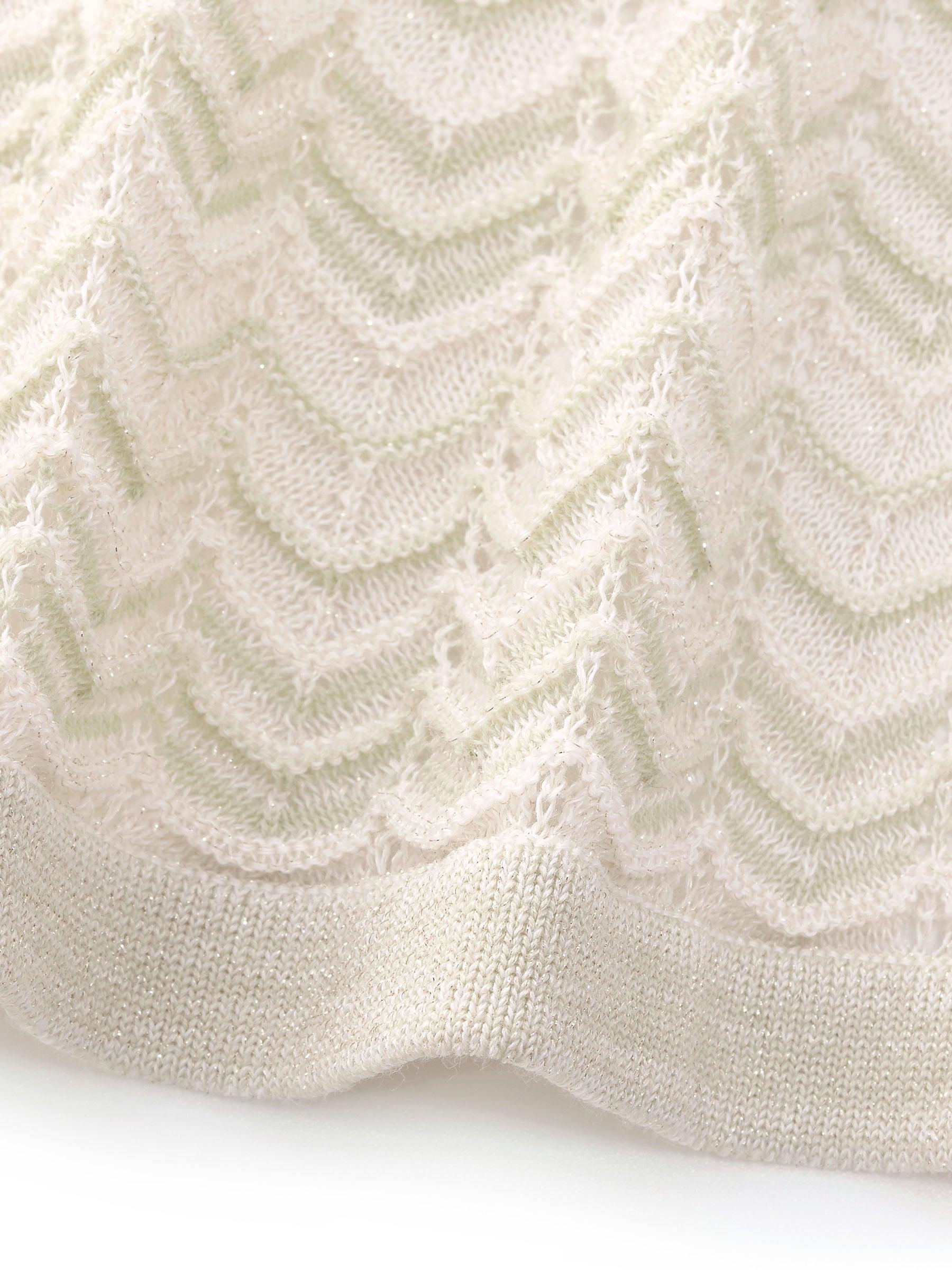 Acetate Cotton Blend Gradient Jacquard Women Openwork Cardigan Product Image