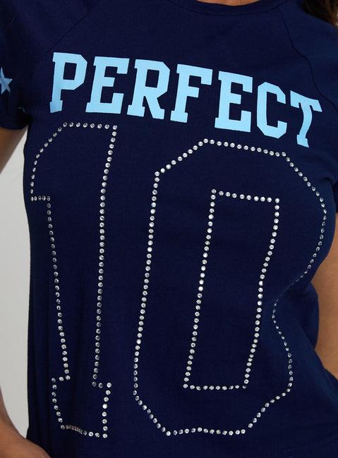 Perfect 10 Graphic Top Blue Product Image