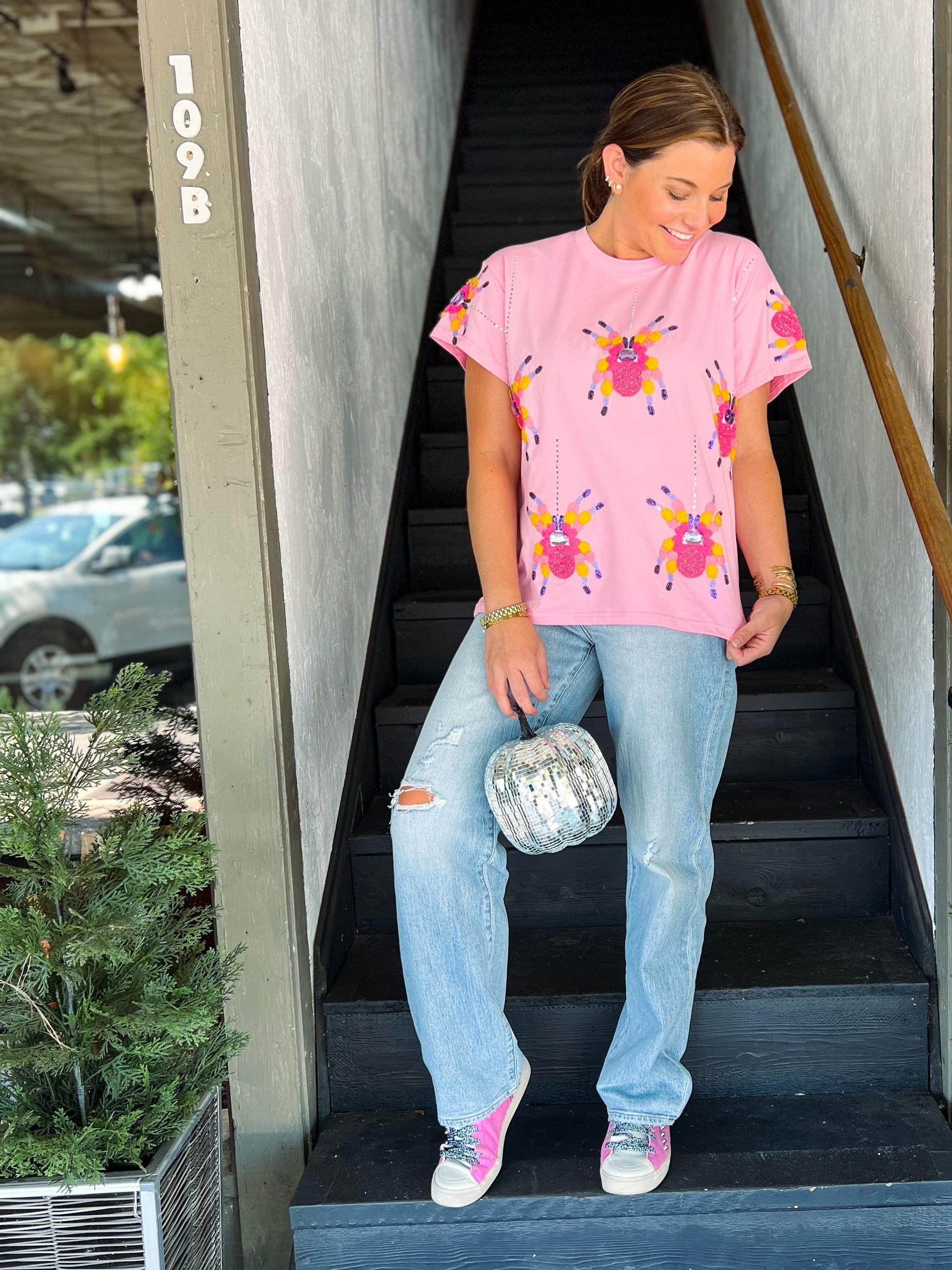 Pink Scattered Spider Tee Product Image