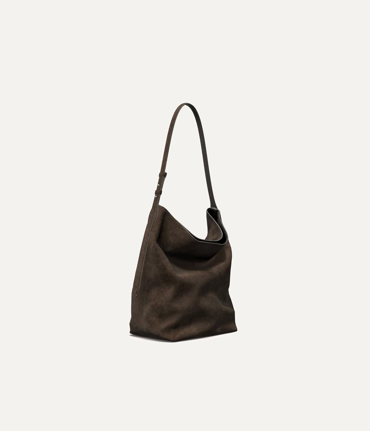 Split suede leather bucket bag Product Image