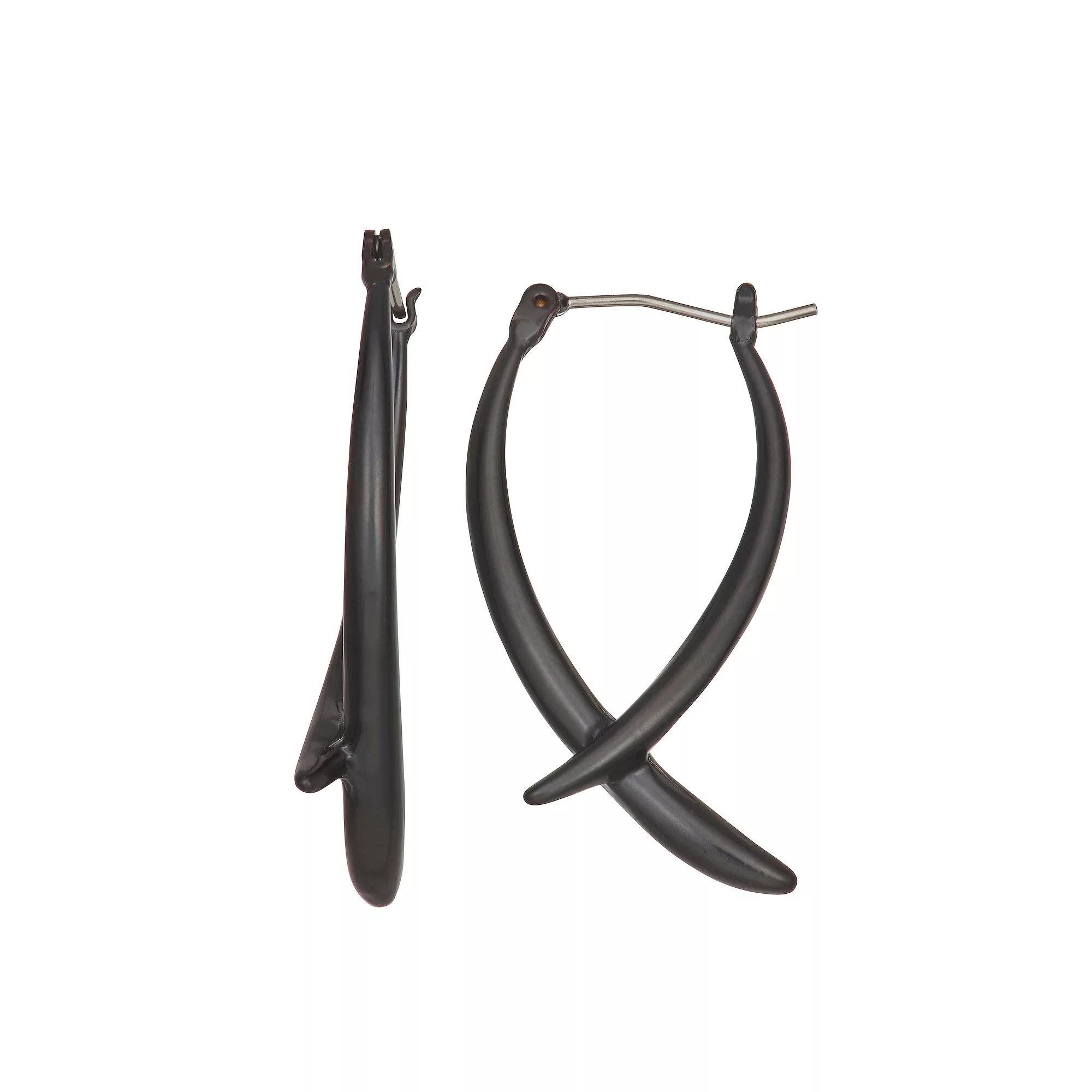 Simply Vera Vera Wang X Hoop Earrings, Women's, Black Product Image