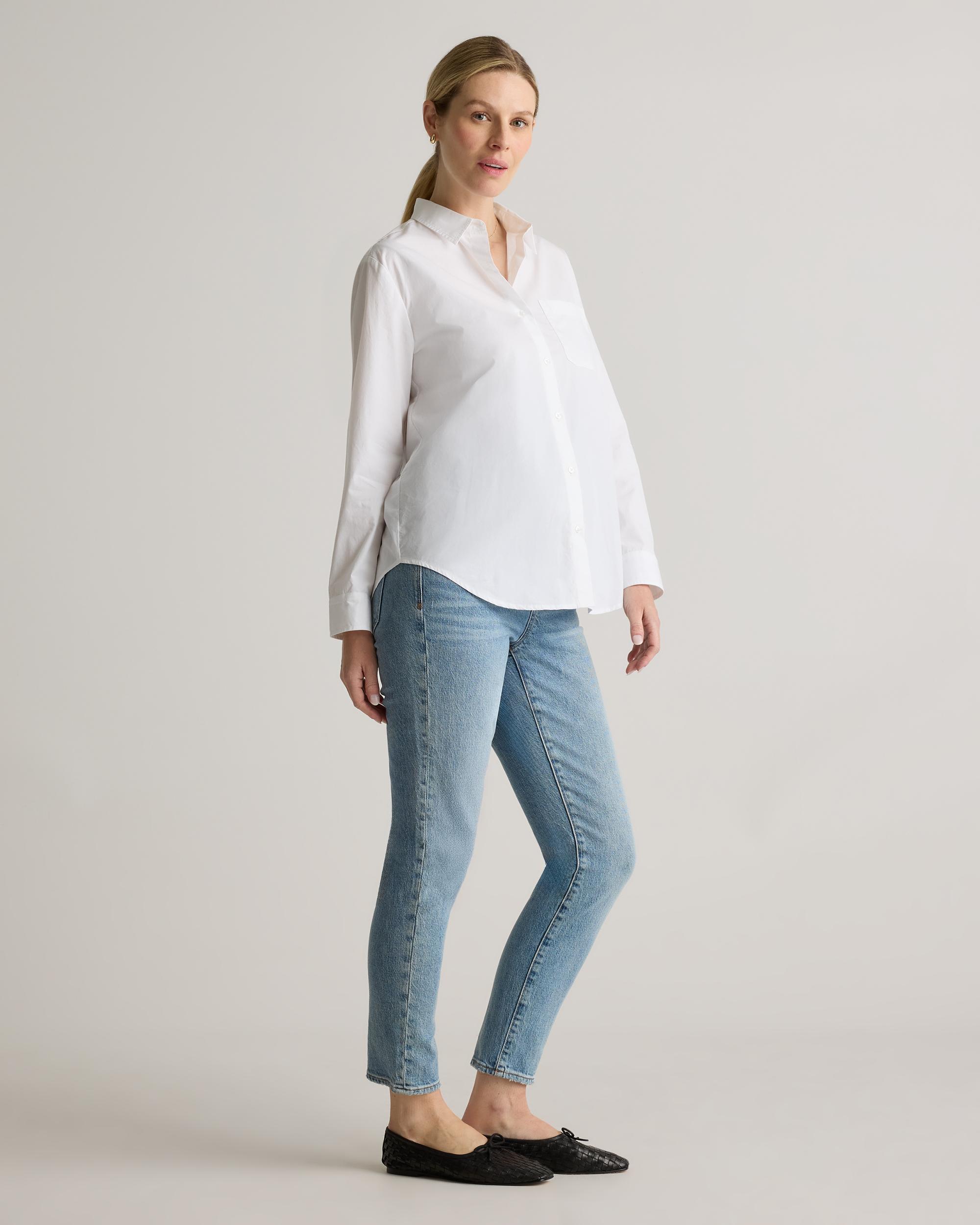 Quince | Women's Poplin Maternity Long Sleeve Shirt Organic Cotton Product Image