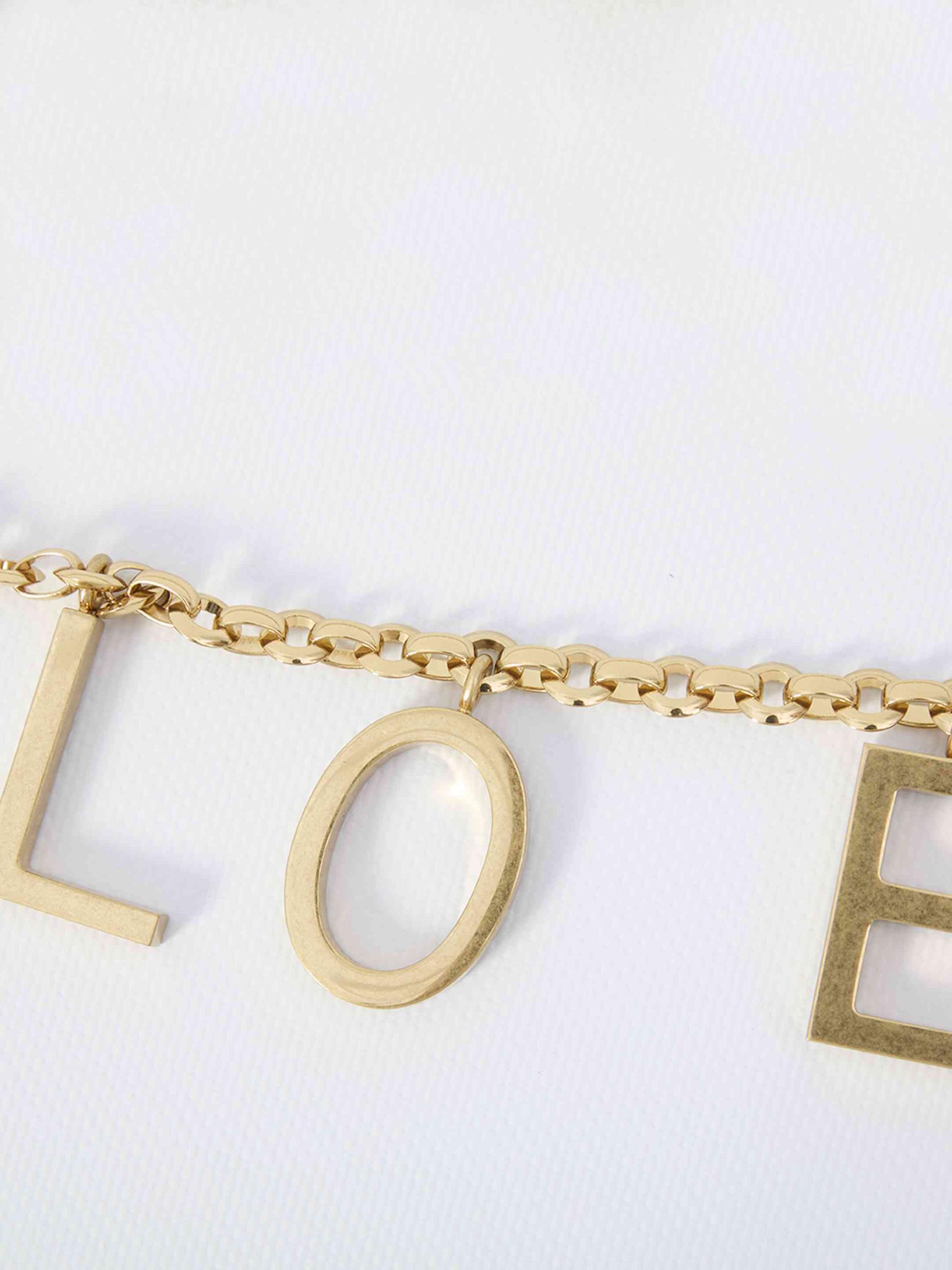 CHLOÉ Metallic Belt With Adjustable Hook Closure And Logo Lettering Charm In Brass Woman In Gold Product Image