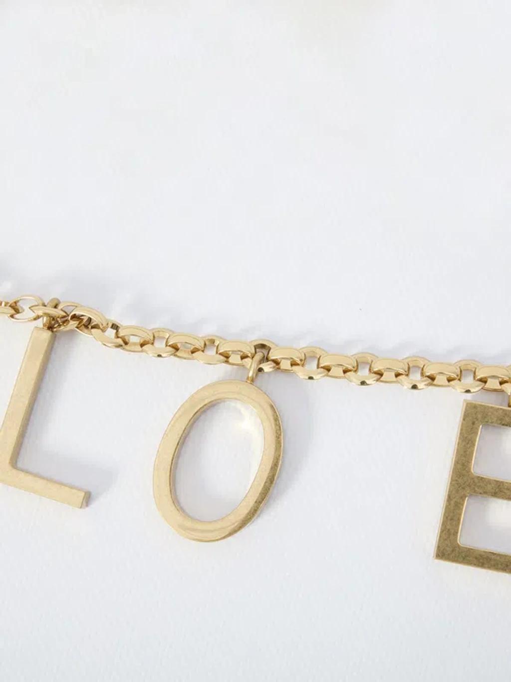 CHLOÉ Metallic Belt With Adjustable Hook Closure And Logo Lettering Charm In Brass Woman In Gold Product Image