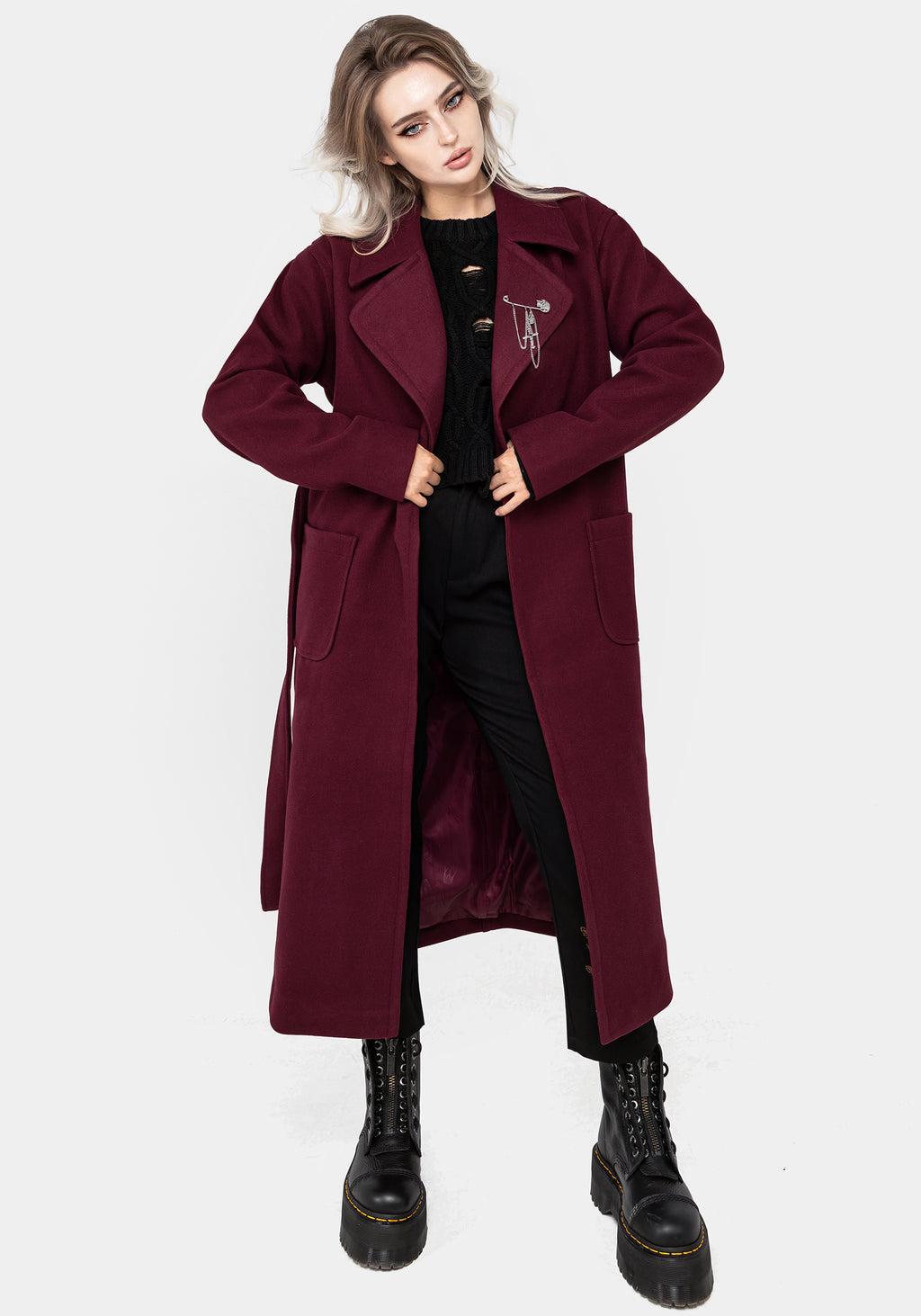 Meltdown Oversized Coat with Brooch - Red Product Image